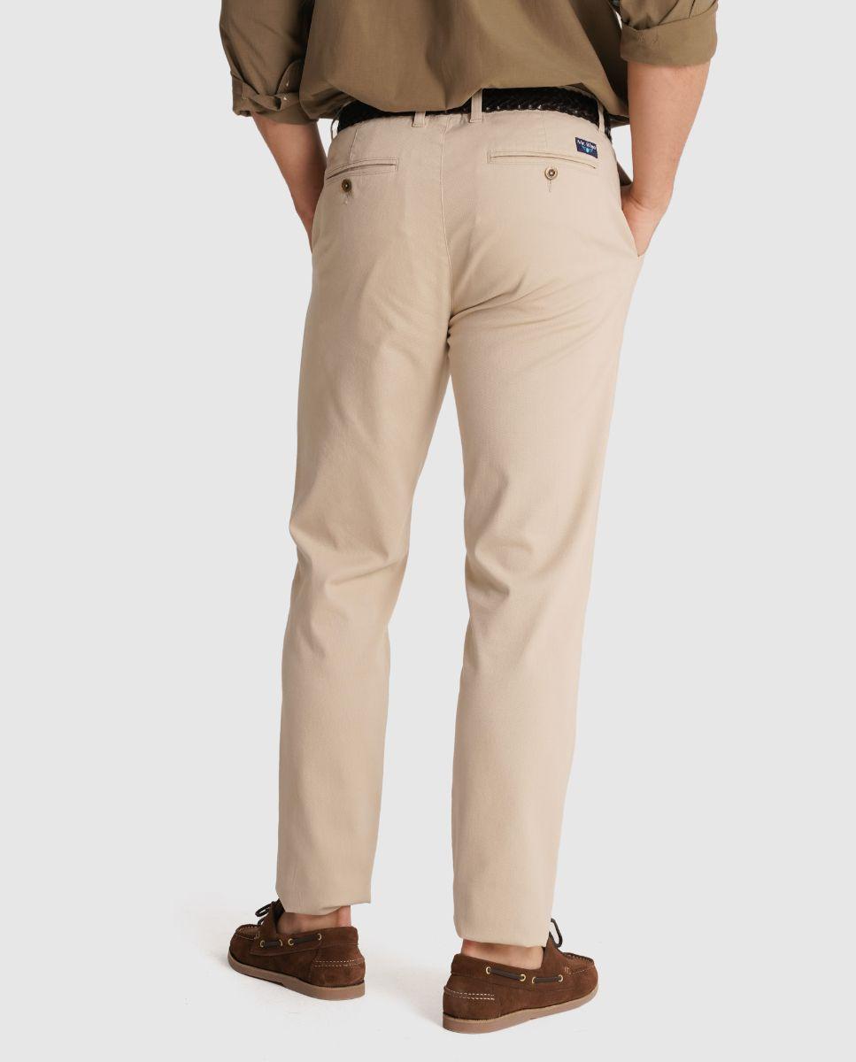 Calças Chino de Corte Regular Bege-2