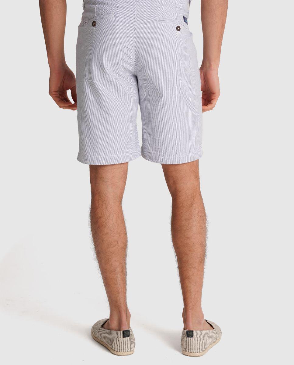 Bermudas com Bolsos e Fecho de Botão e Fecho Zip Azul-2
