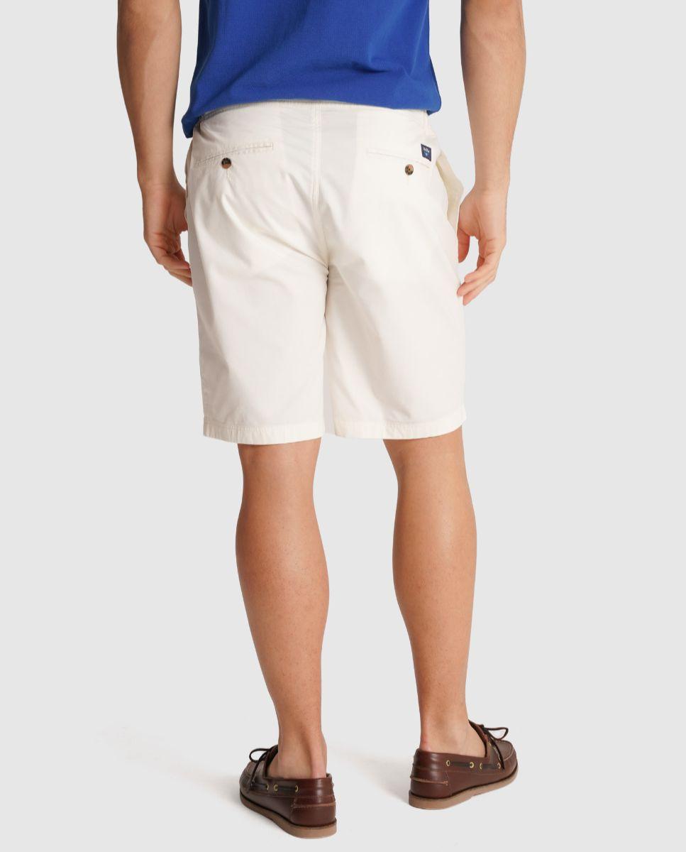 Bermudas com Bolsos e Fecho de Botão e Fecho Zip Branco-2