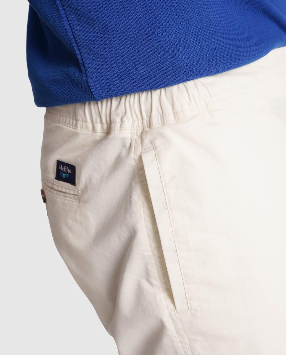 Bermudas com Bolsos e Fecho de Botão e Fecho Zip Branco-3