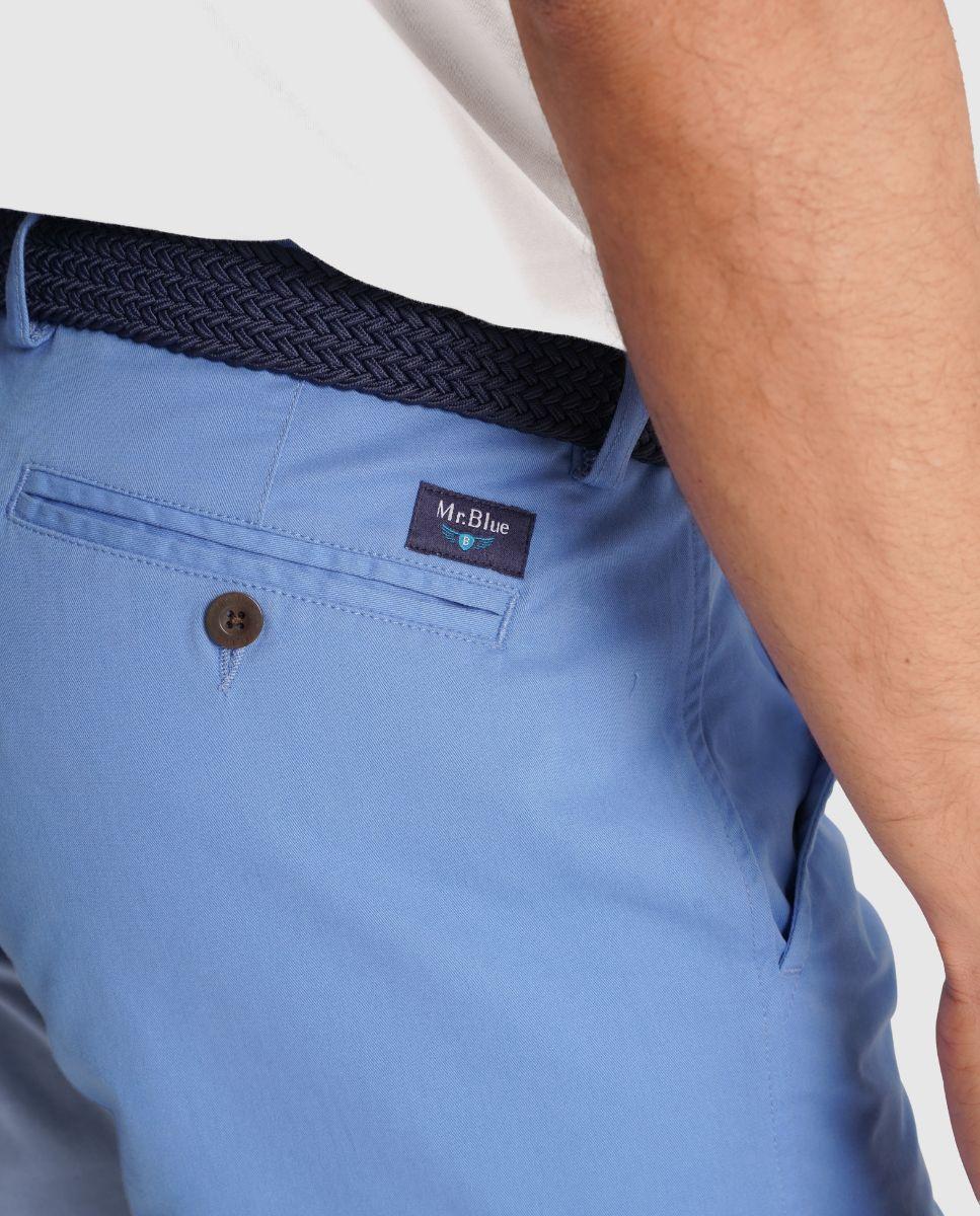 Calções com Bolsos e Presilha de Corte Regular Azul-3