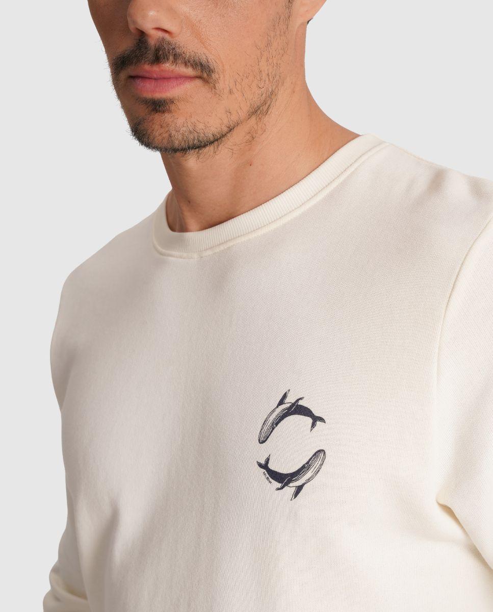 Sweatshirt com Gola Redonda e Estampado Posterior Branco-3