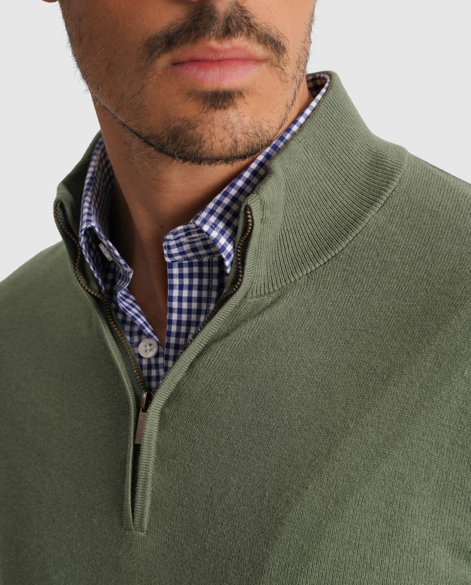 Camisola com Gola Subida e Manga Comprida Verde-2