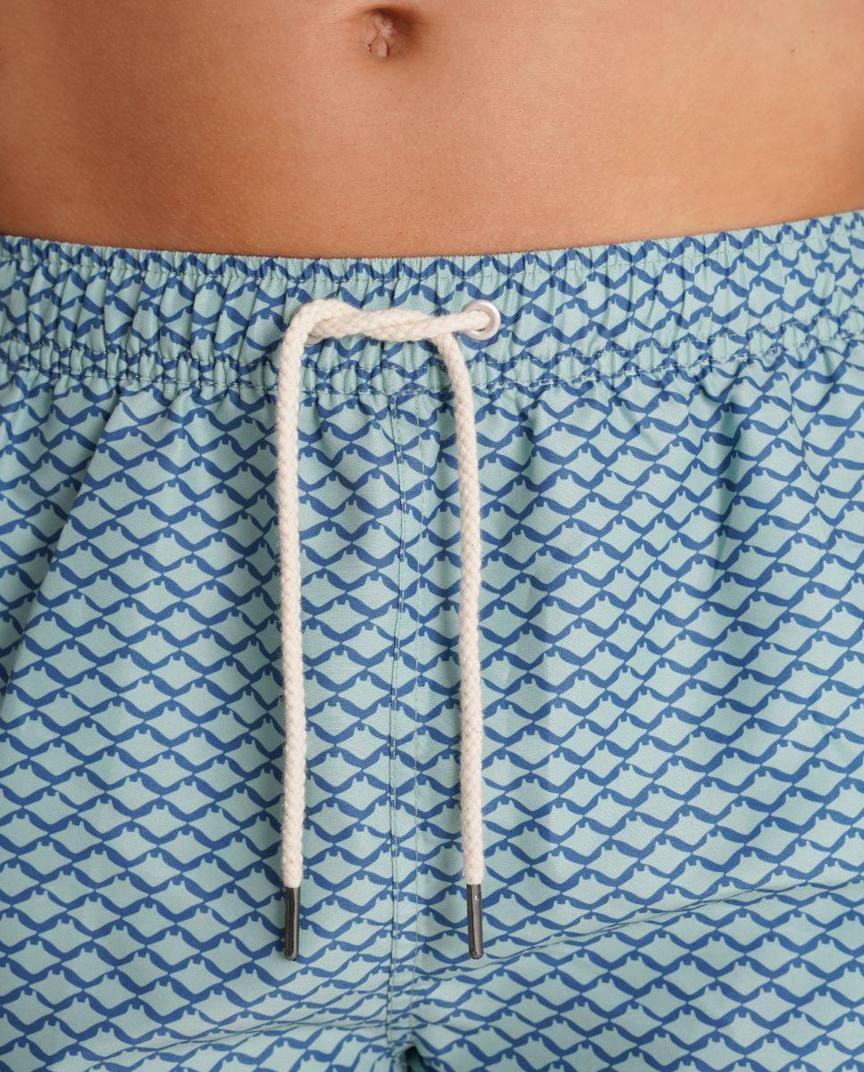 Fato de Banho com Cintura Elástica e Bolso Posterior Azul-3