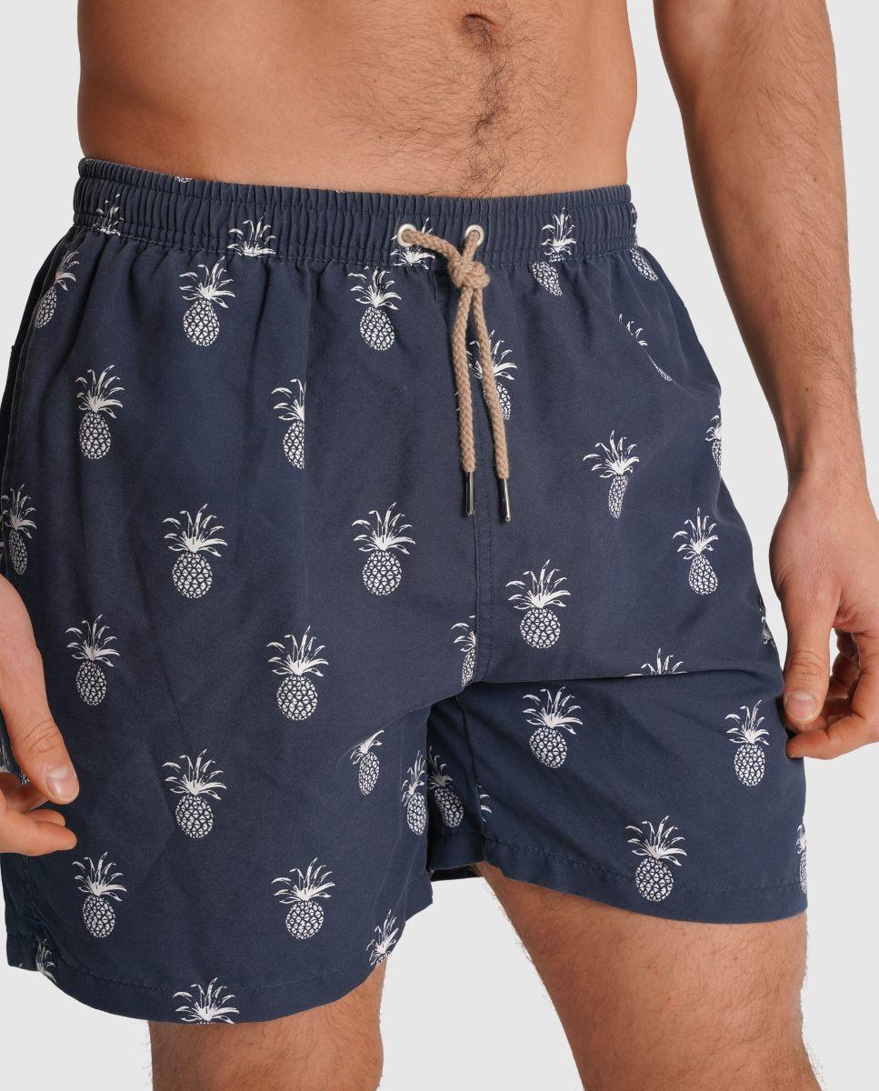 Fato de Banho com Cintura Elástica e Bolso Posterior Cinzento-1