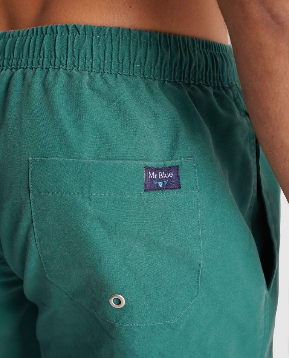 Fato de Banho com Cintura Elástica e Bolso Posterior Verde-2