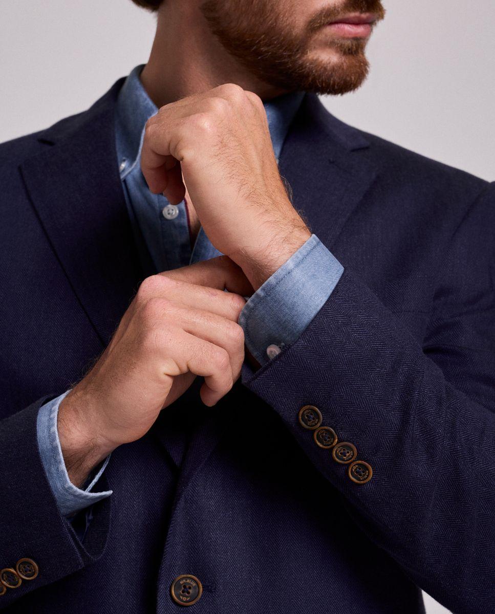 Blazer com Abotonaduras nos Punhos e Corte Regular Azul-marinho-4