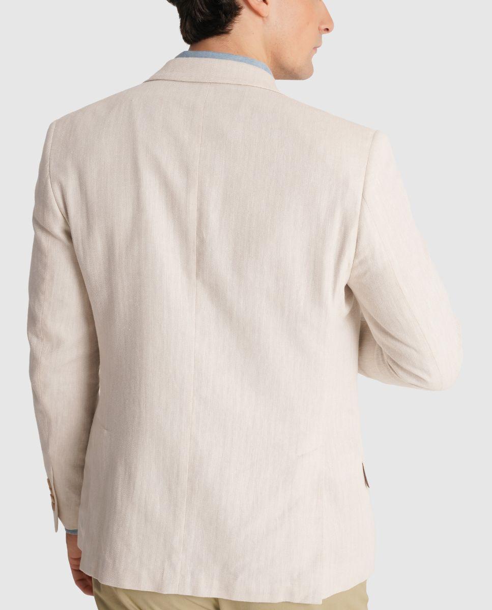Blazer com Abotonaduras nos Punhos e Corte Regular Bege-2