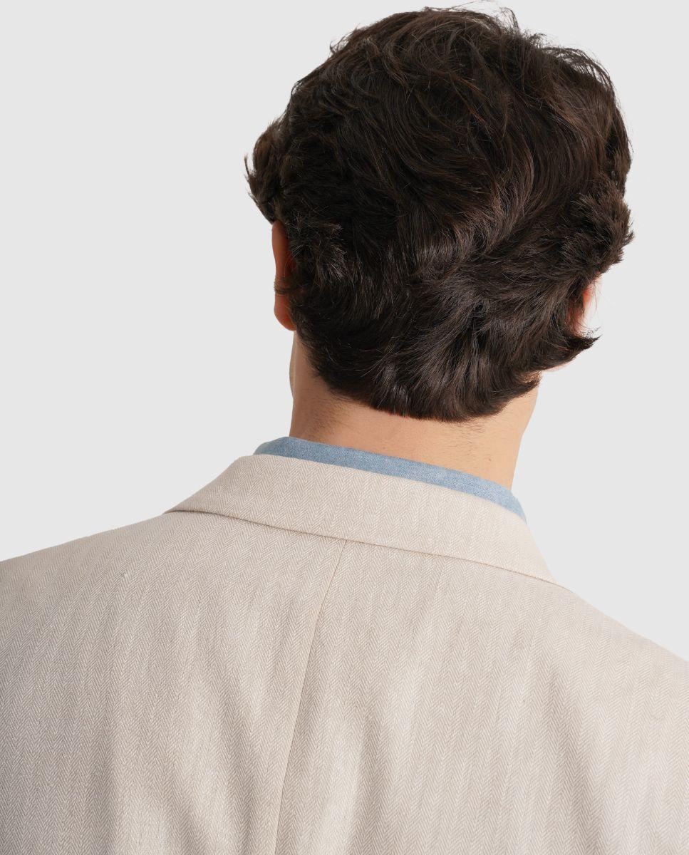 Blazer com Abotonaduras nos Punhos e Corte Regular Bege-4