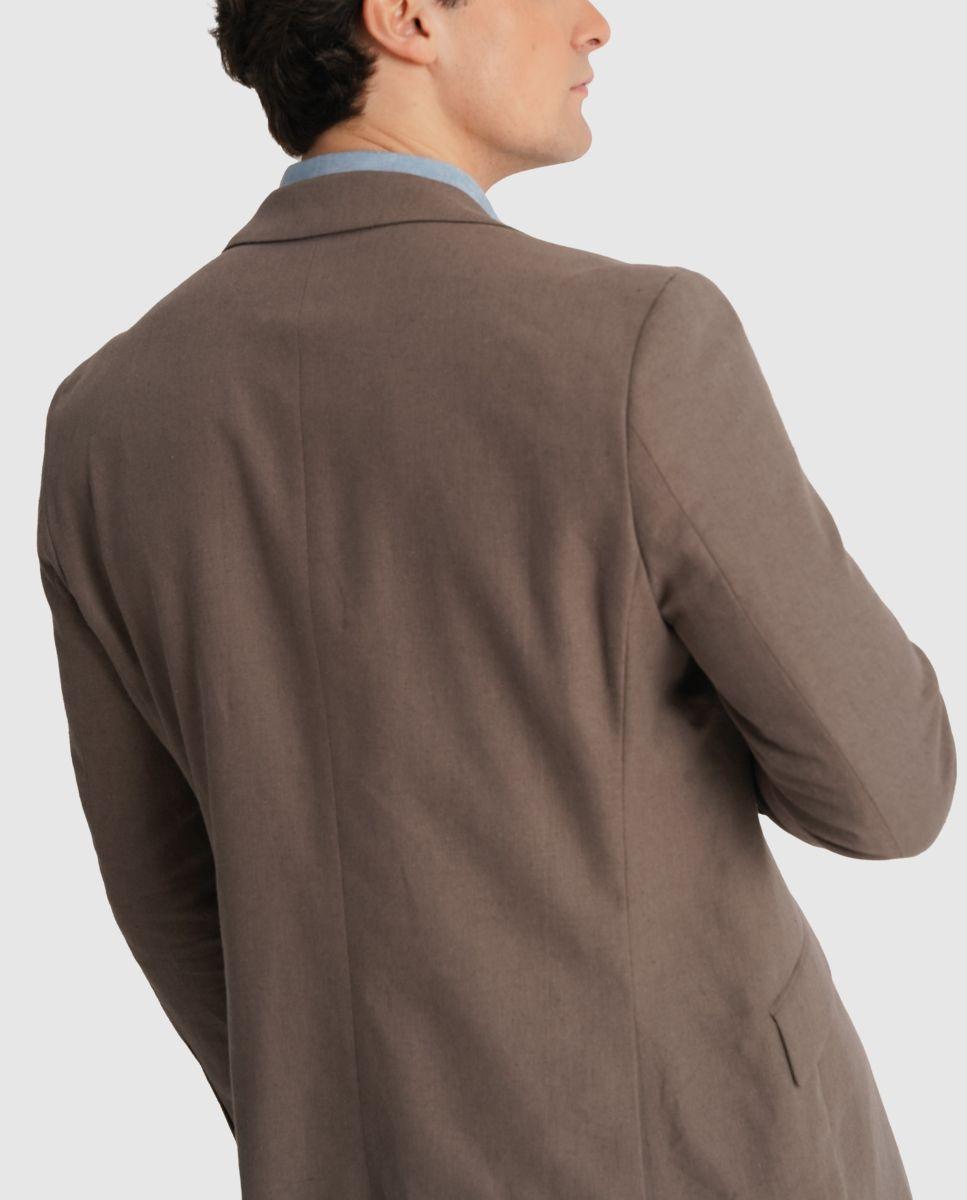 Blazer com Abotonaduras nos Punhos e Corte Regular Castanho-2
