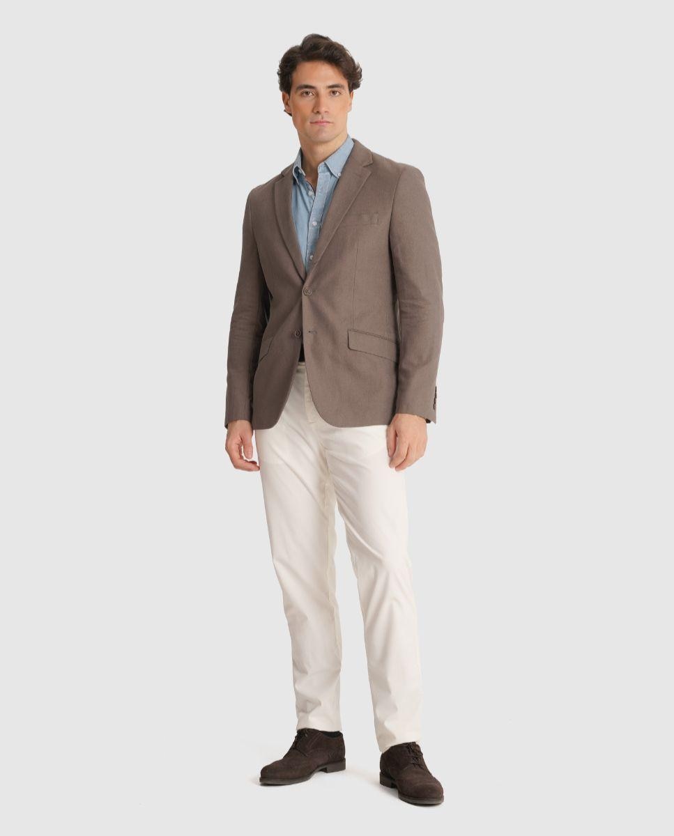 Blazer com Abotonaduras nos Punhos e Corte Regular Castanho-3