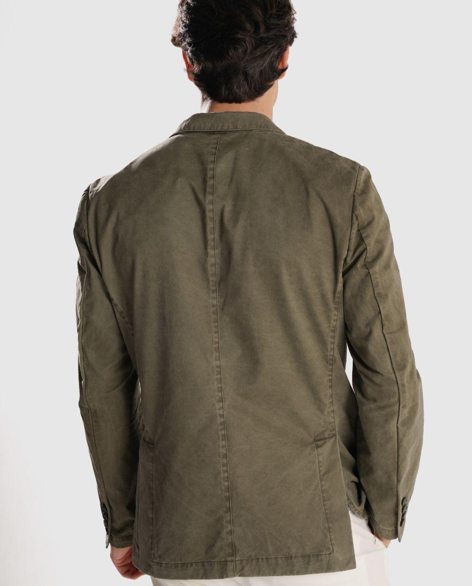 Blazer com Fecho Abotoado e Corte Regular Verde-2