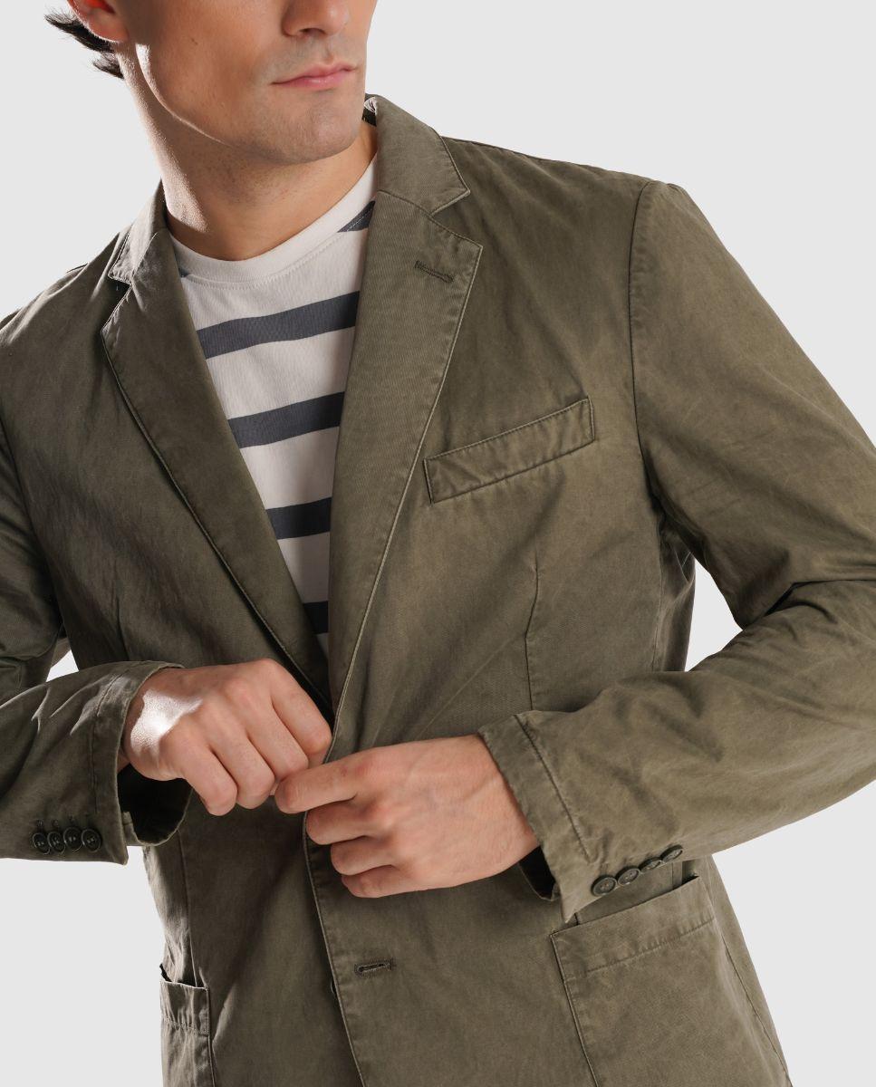 Blazer com Fecho Abotoado e Corte Regular Verde-3