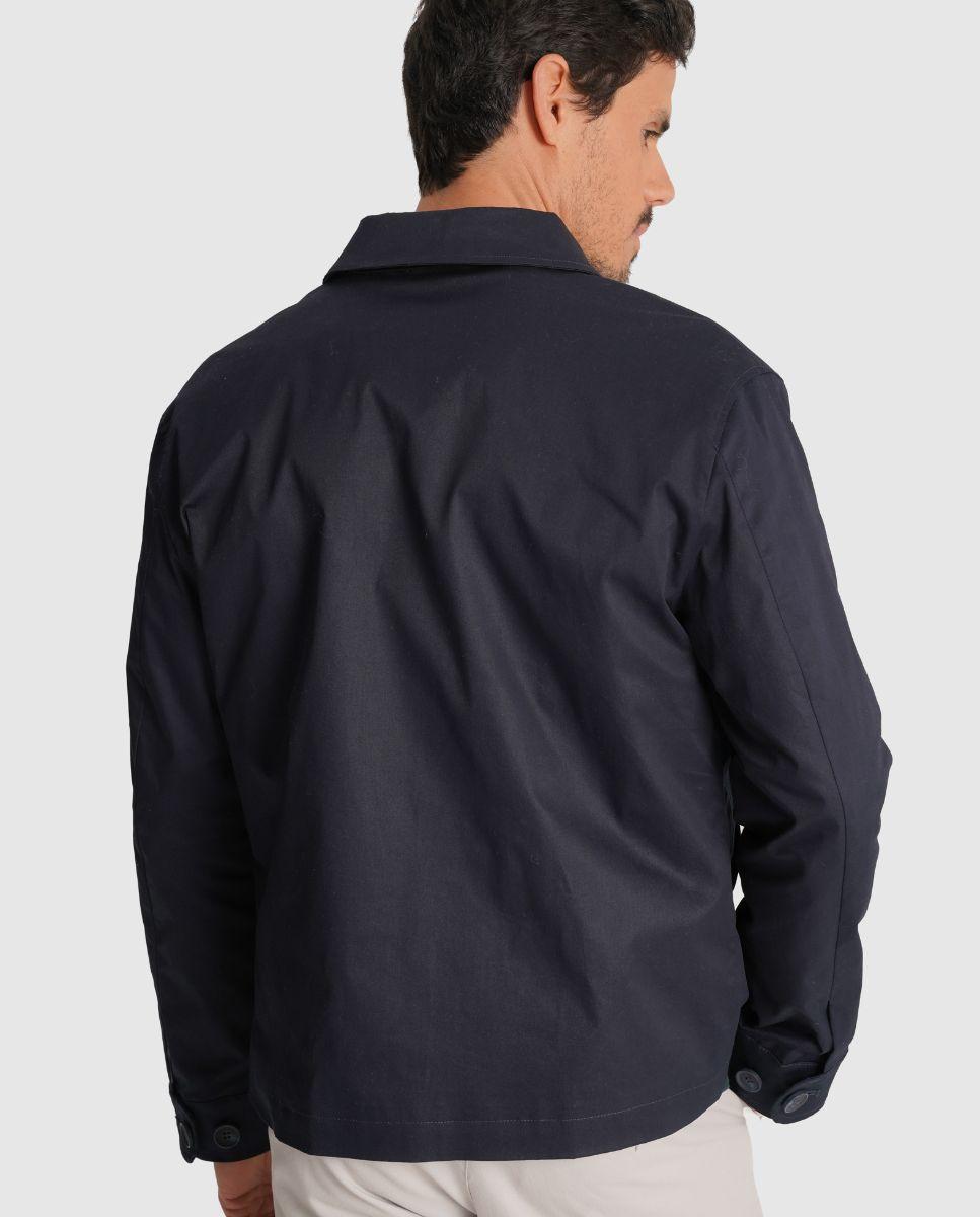 Casaco com Fecho Zip e Corte Regular Azul-2