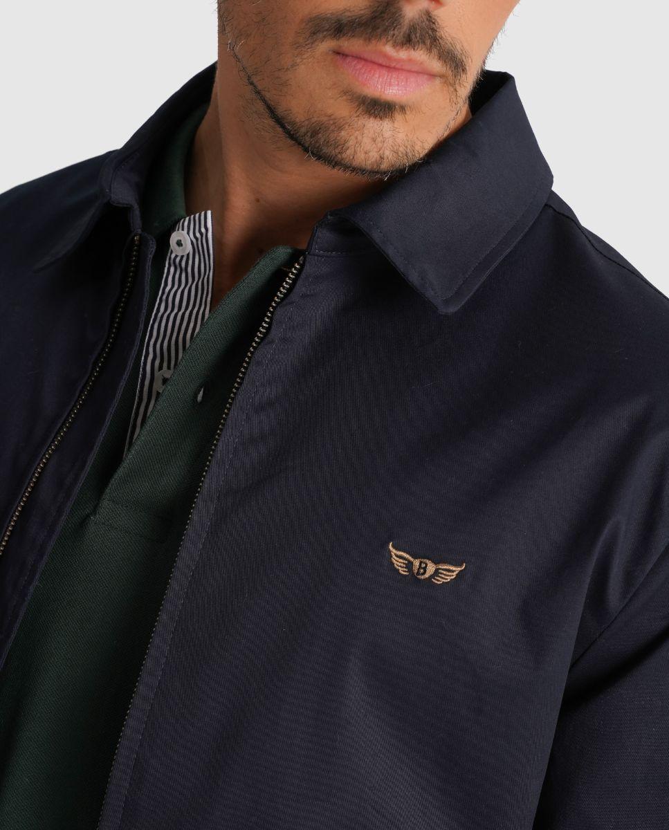 Casaco com Fecho Zip e Corte Regular Azul-3