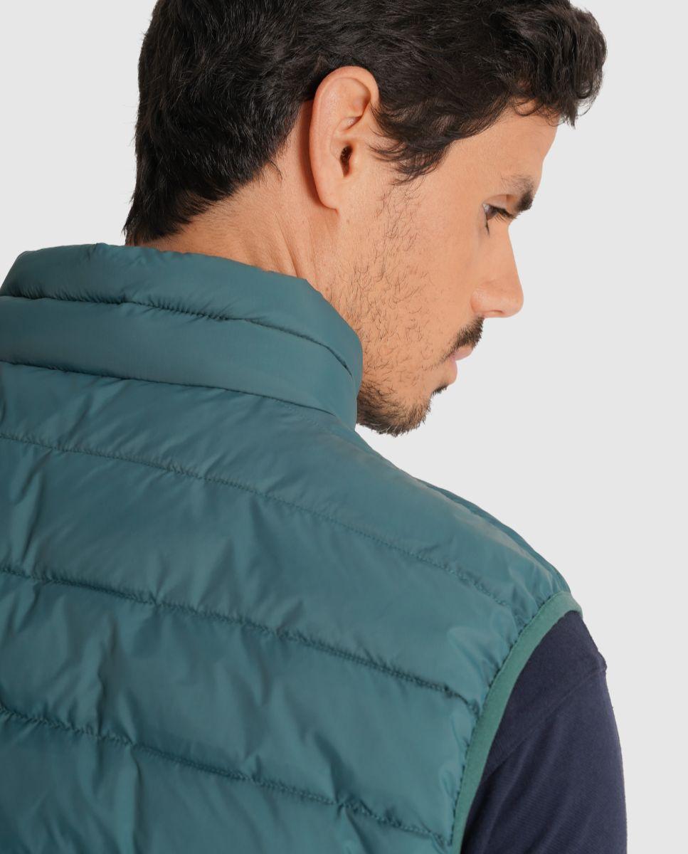 Colete Acolchoado com Fecho Zip Verde-2
