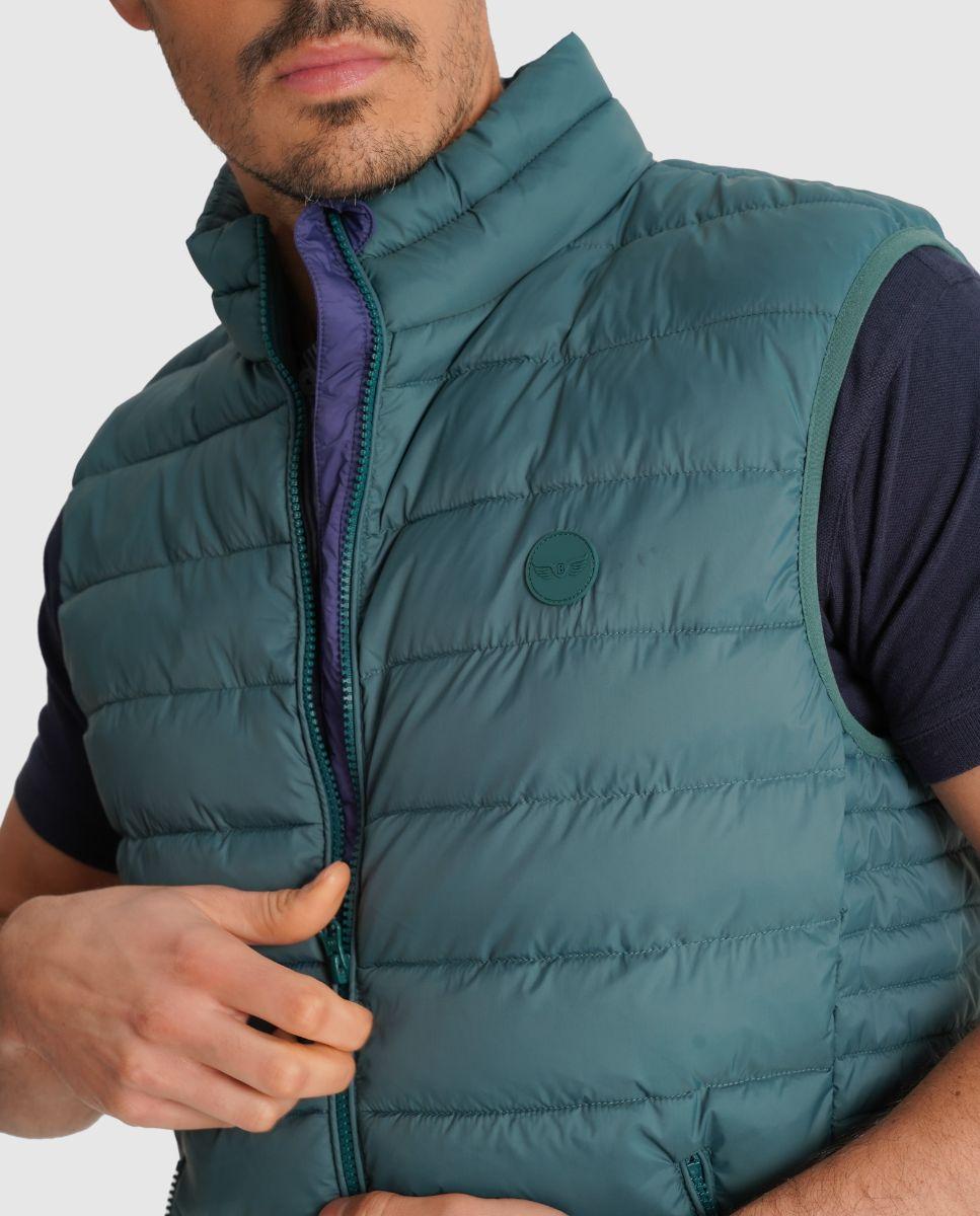 Colete Acolchoado com Fecho Zip Verde-3