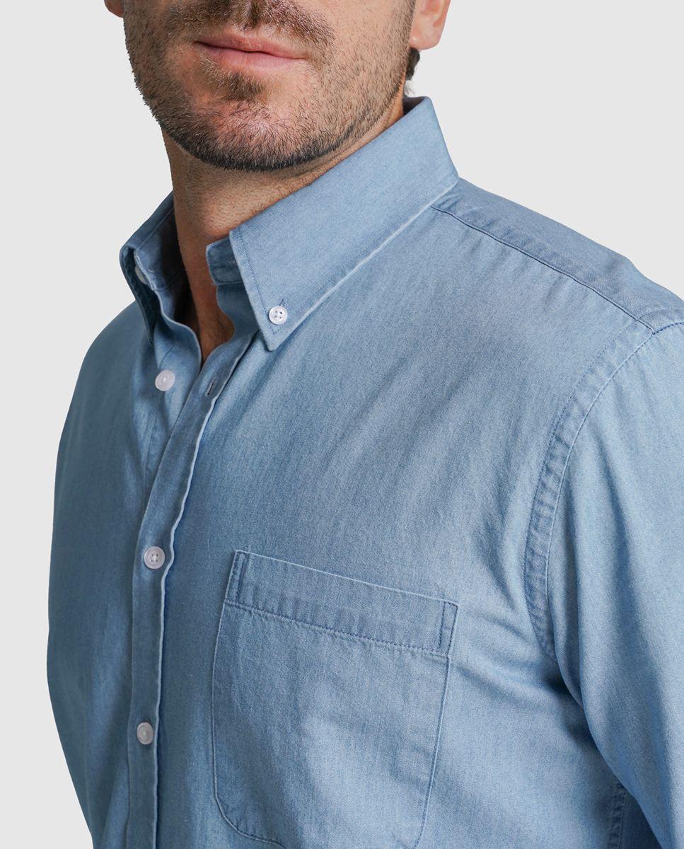Camisa ganga regular fit azul lisa Azul-2