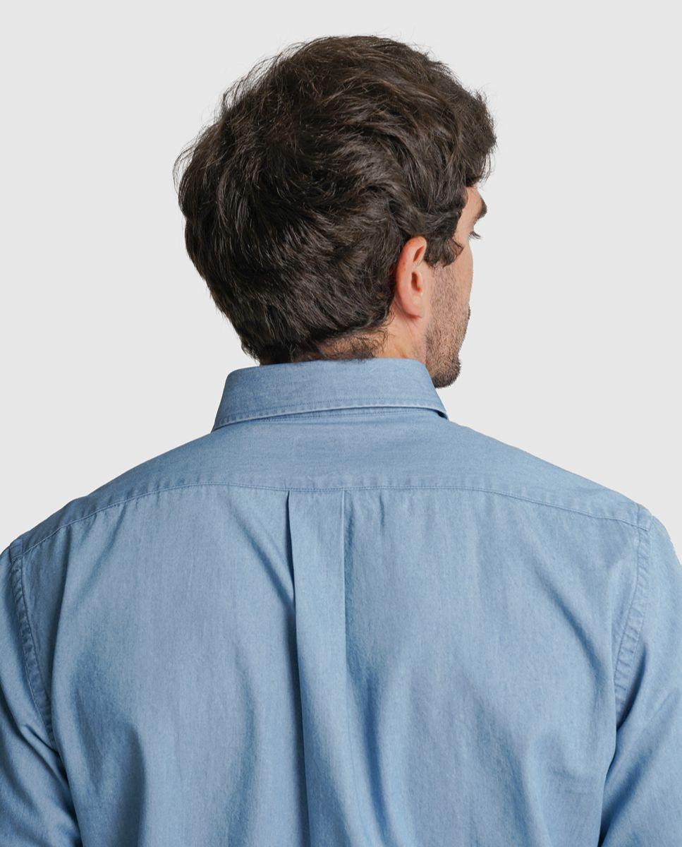 Camisa ganga regular fit azul lisa Azul-3