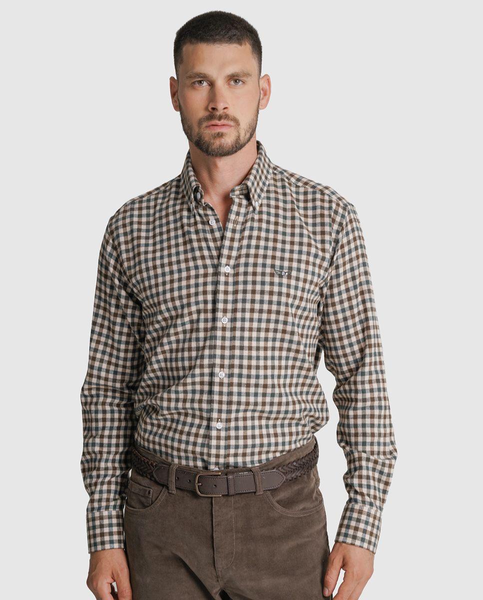 Imagem 0 de Camisa flanela regular fit verde quadrada