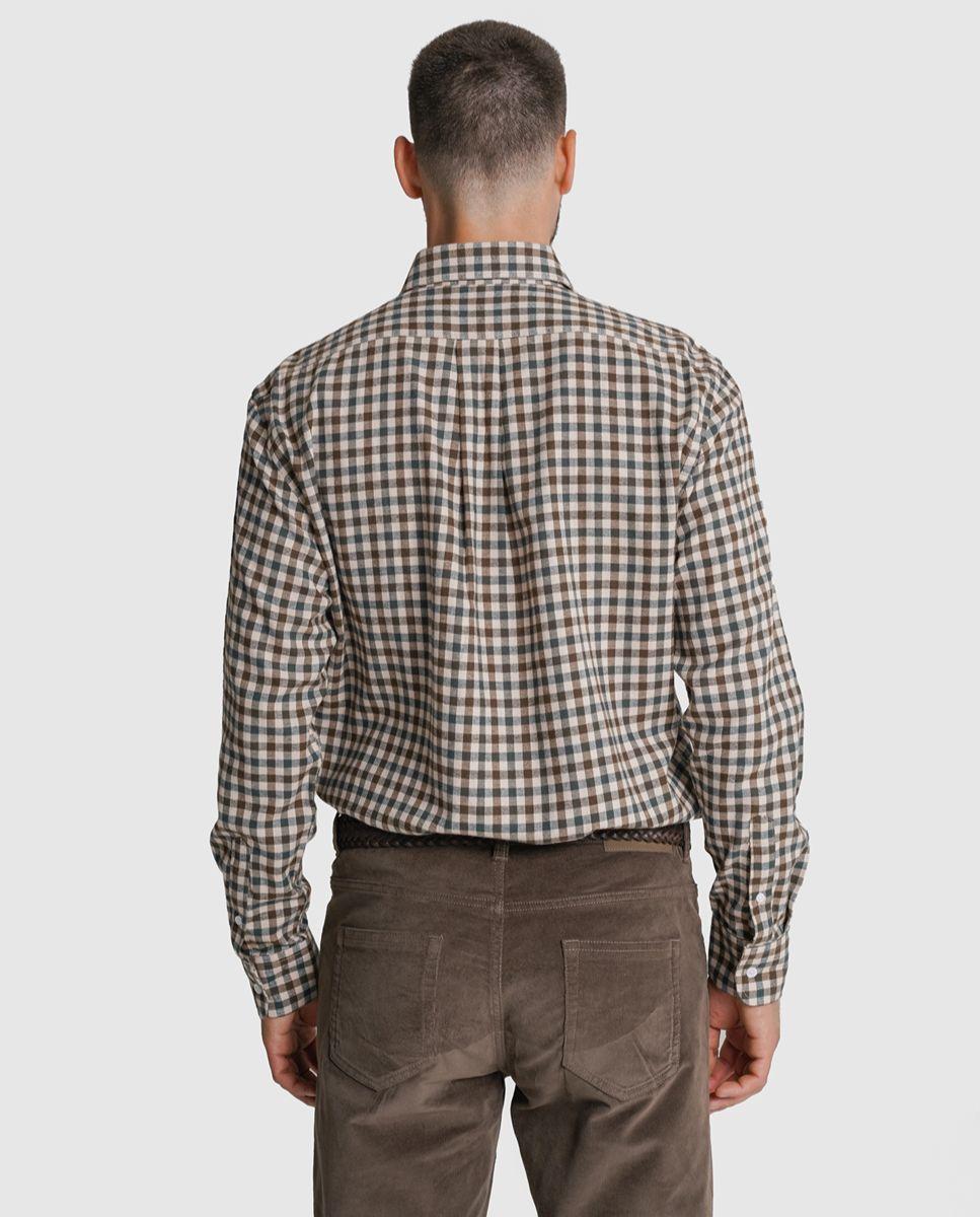 Camisa flanela regular fit verde quadrada Verde-2