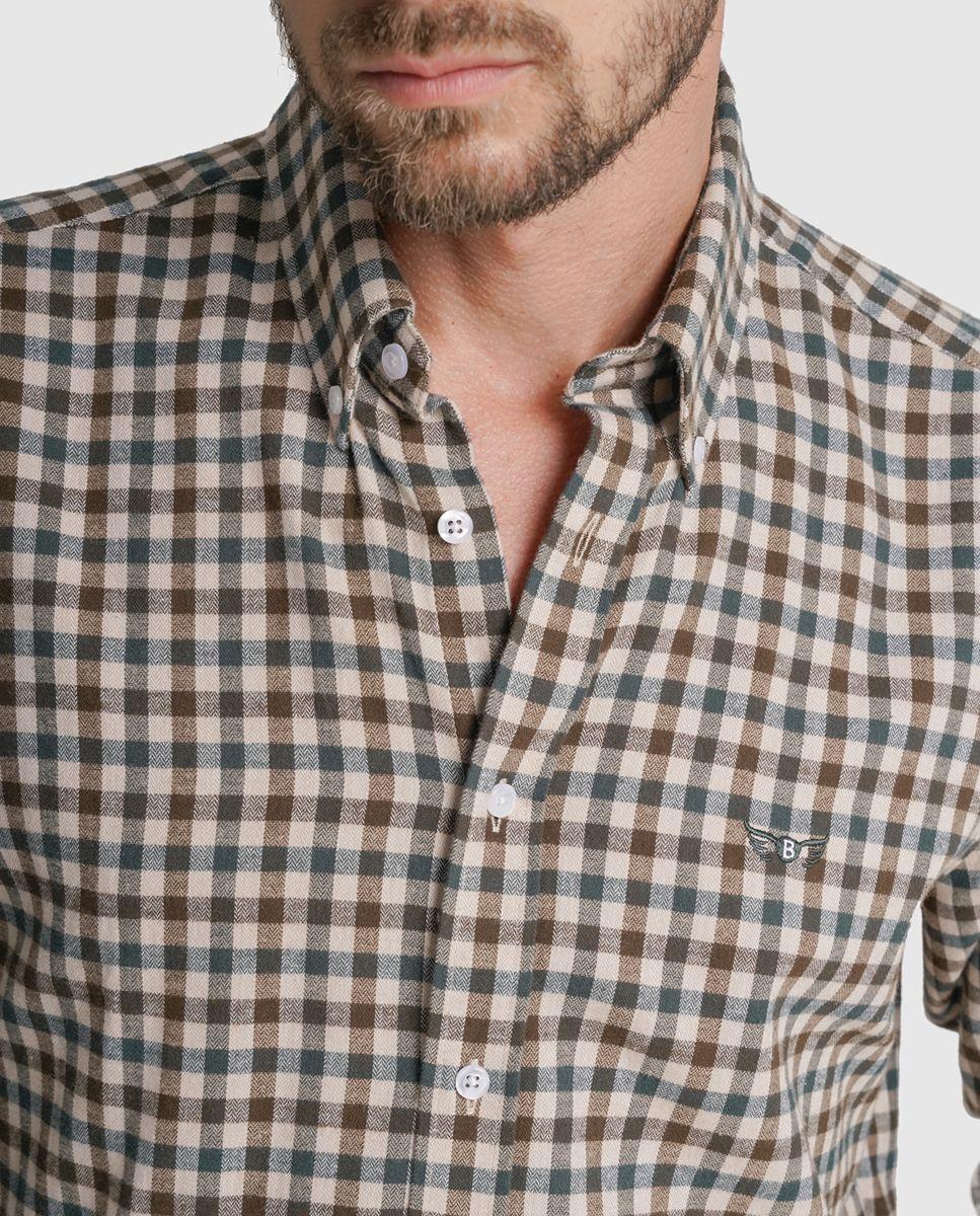 Camisa flanela regular fit verde quadrada Verde-3