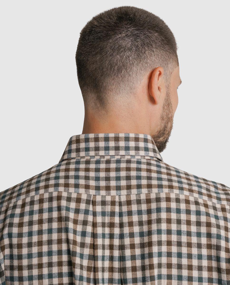 Camisa flanela regular fit verde quadrada Verde-4