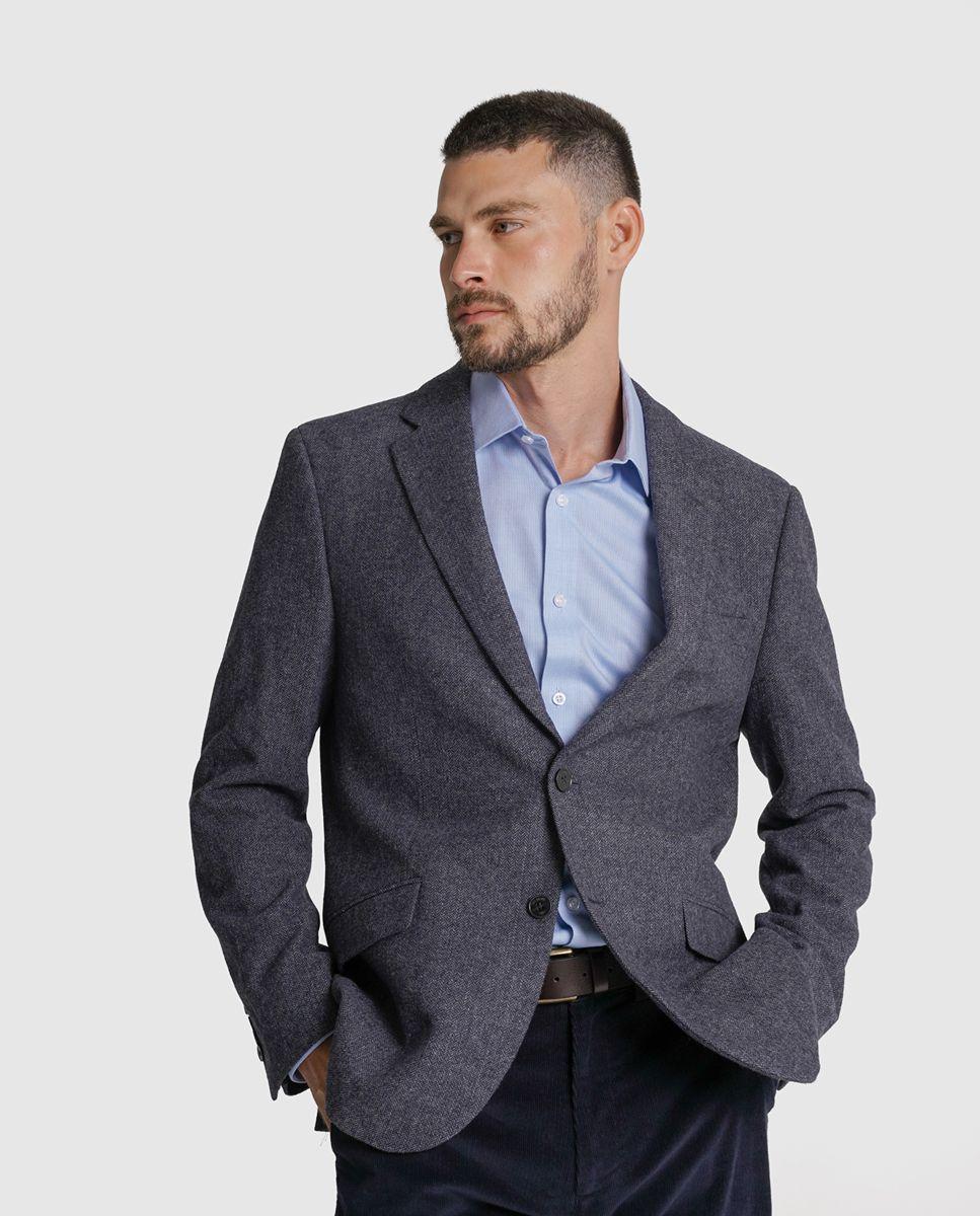 Imagem 0 de Blazer lã azul liso
