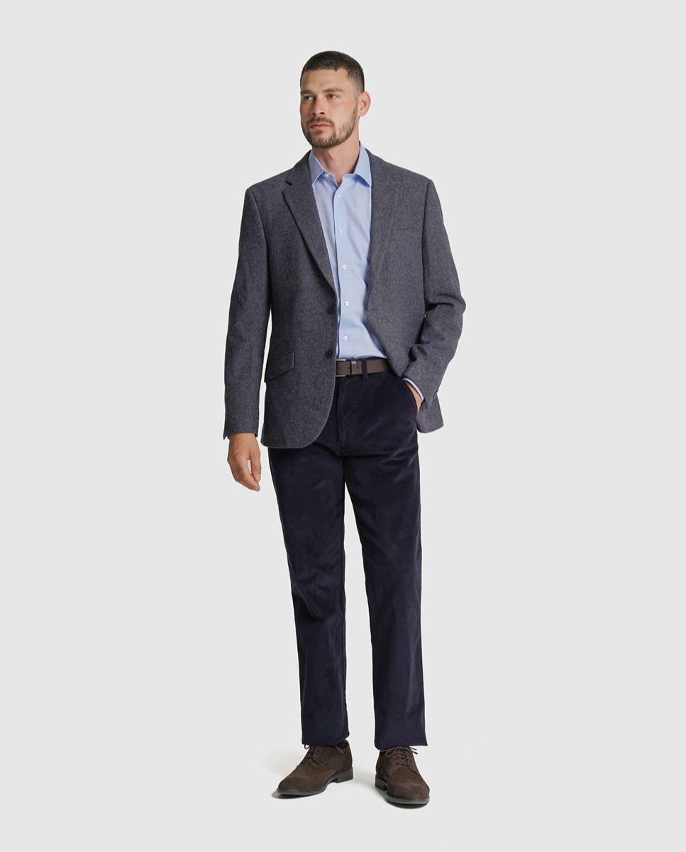 Blazer lã azul liso Azul-2