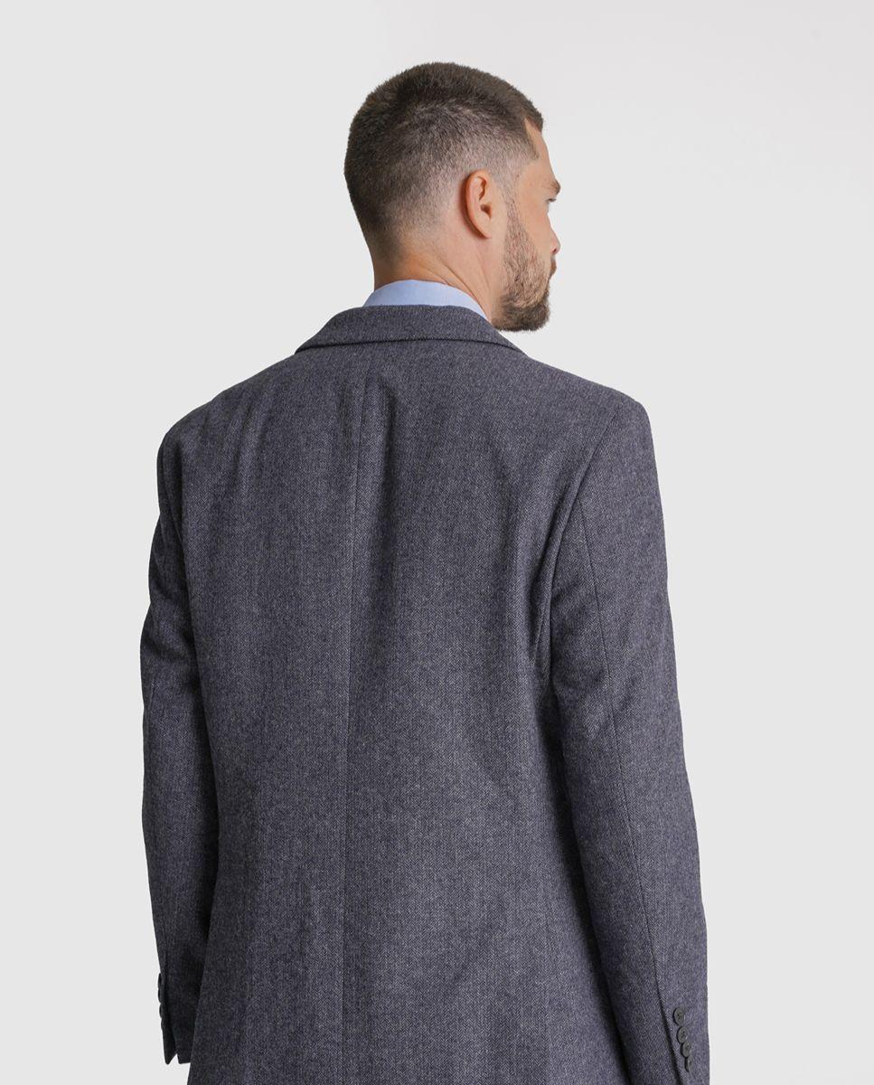 Blazer lã azul liso Azul-3