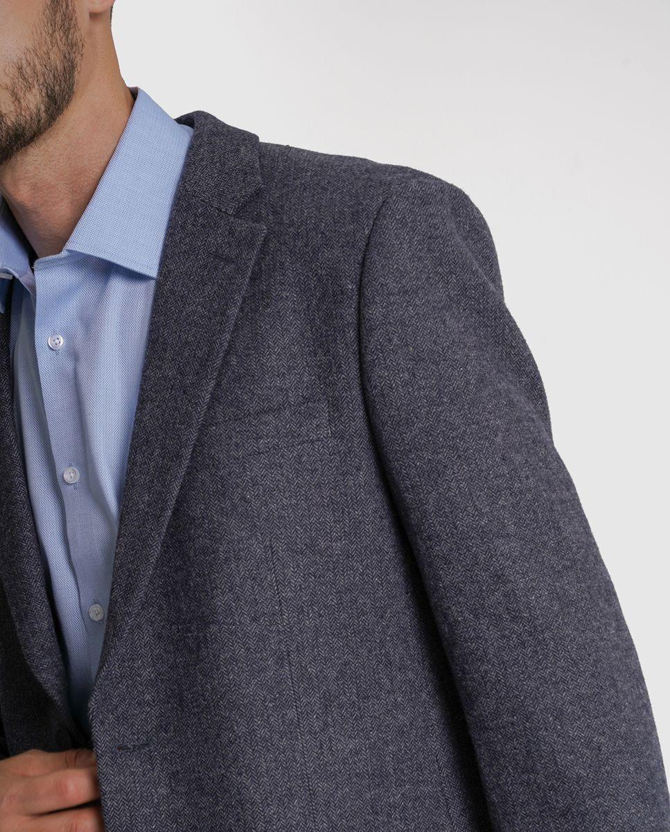 Blazer lã azul liso Azul-4