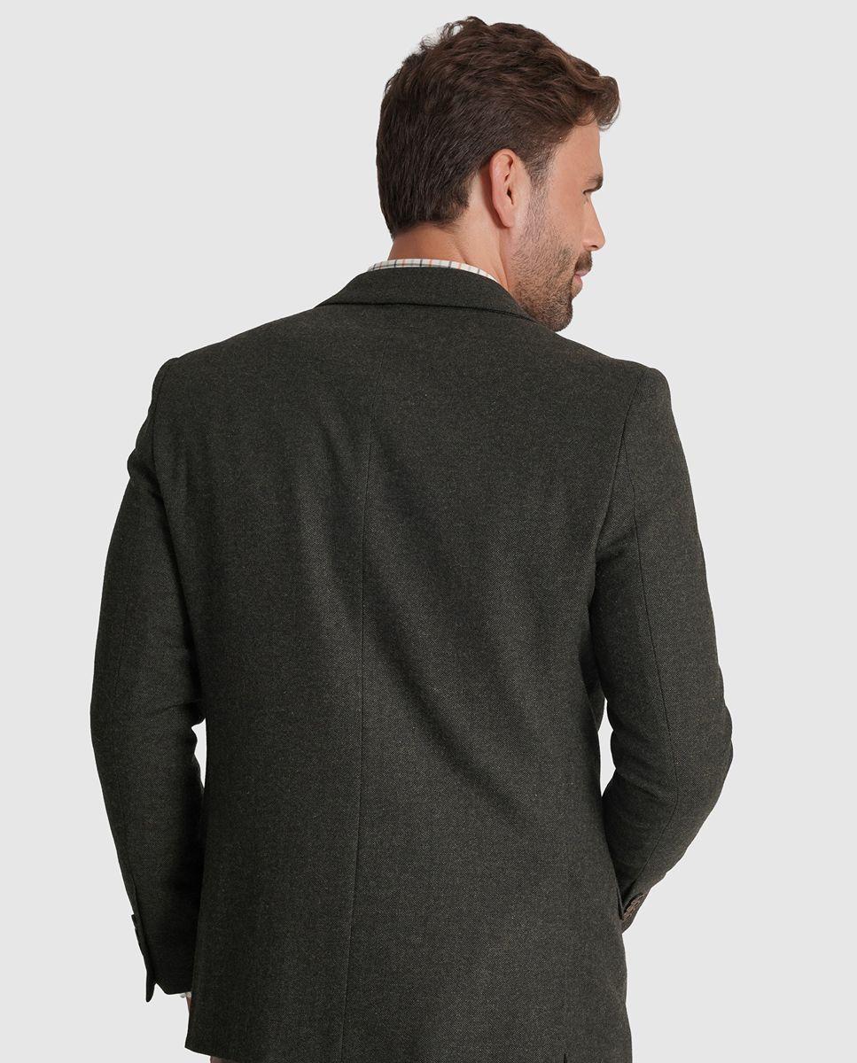 Blazer lã verde liso Verde-escuro-3