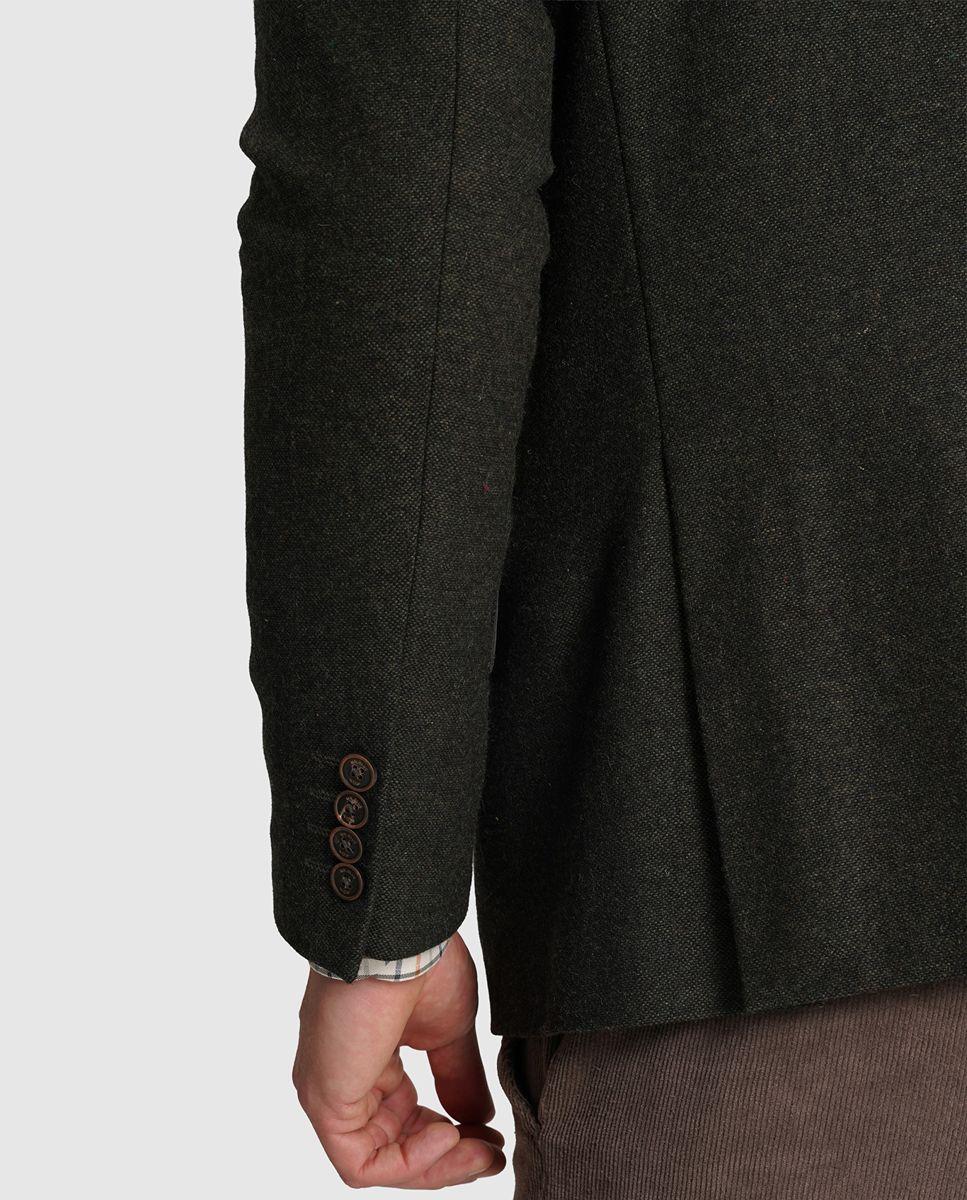 Blazer lã verde liso Verde-escuro-4