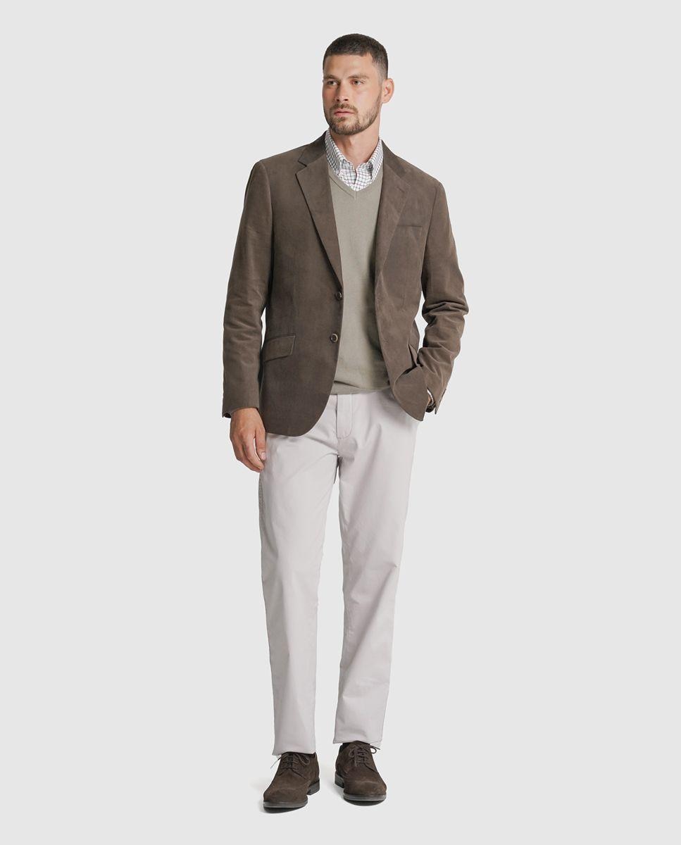 Blazer algodão castanho liso Castanho-2