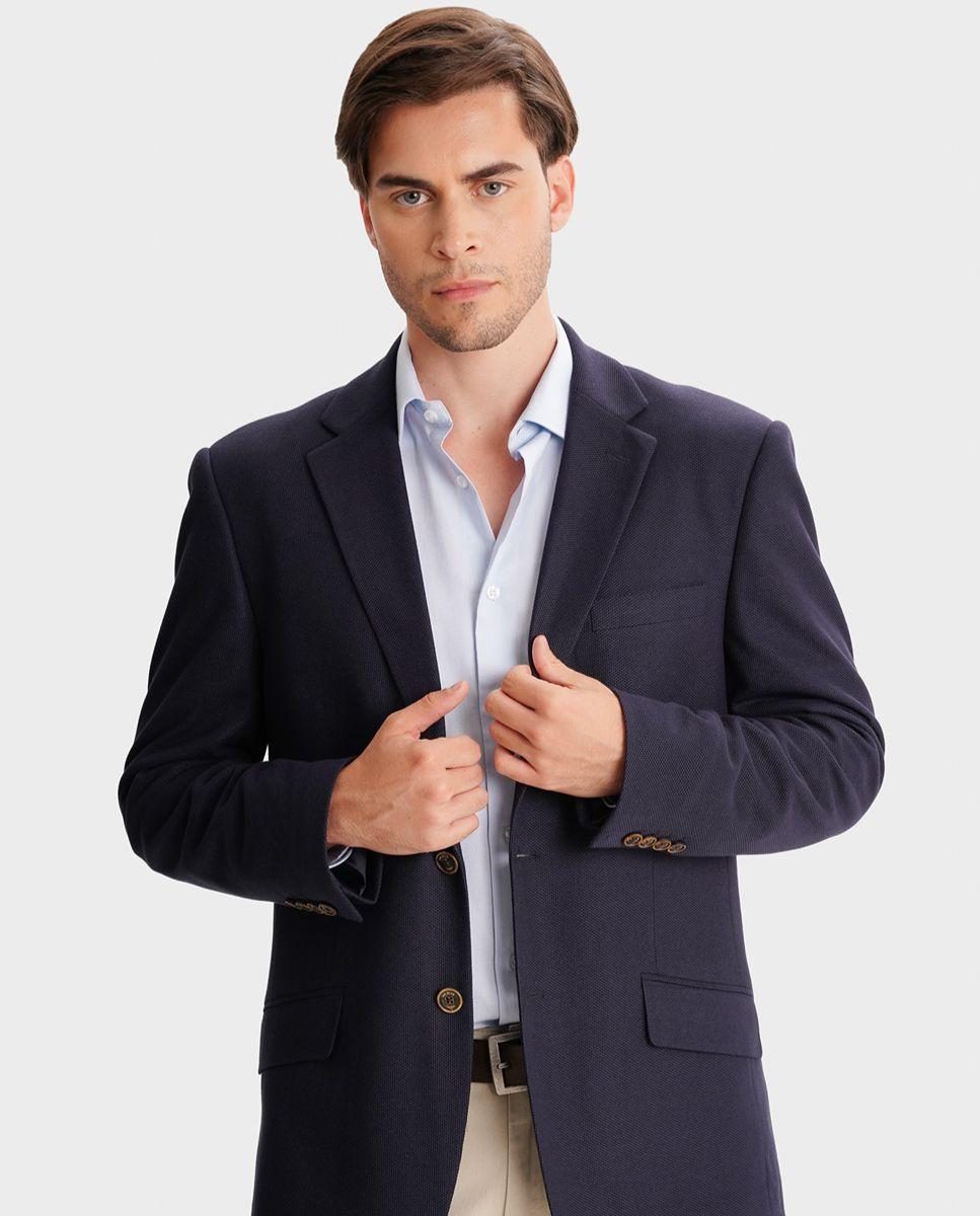 Blazer azul liso Azul-4