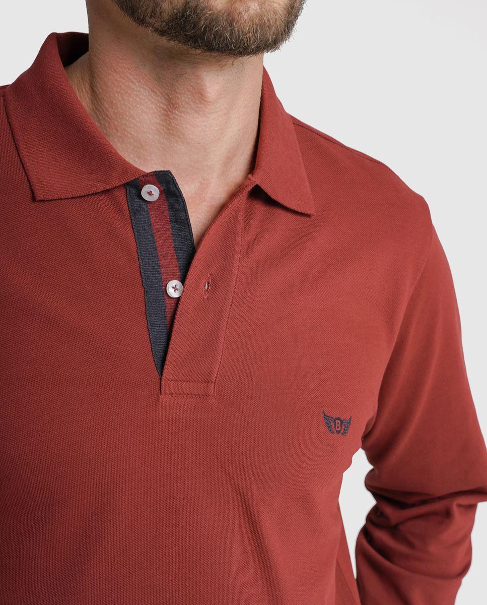 Imagem 0 de Polo manga comprida algodão regular fit bordeaux liso