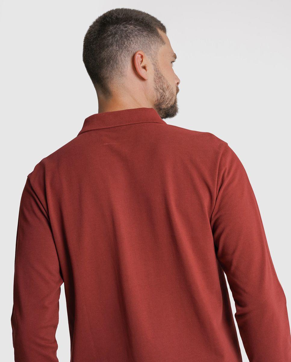 Polo manga comprida algodão regular fit bordeaux liso Bordeaux-2