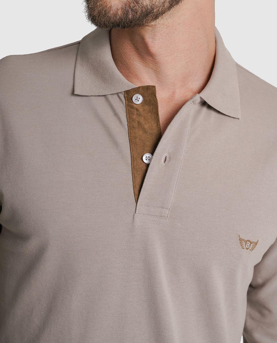 Imagem 0 de Polo manga comprida algodão regular fit camel liso