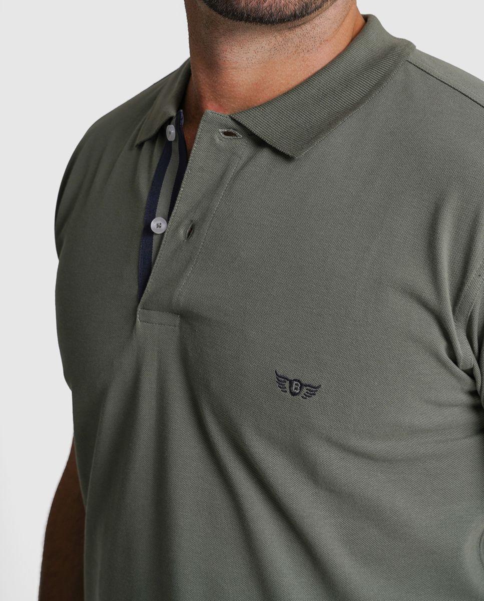 Polo algodão regular fit verde liso Verde-2