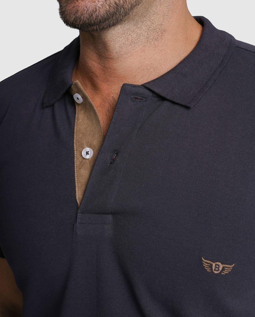 Polo algodão regular fit azul liso Azul-2