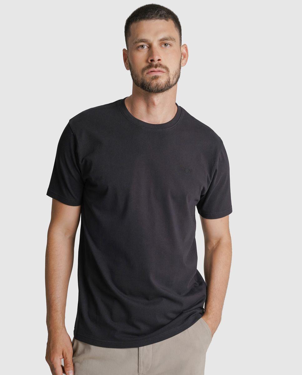 Imagem 0 de T-shirt algodão preta lisa