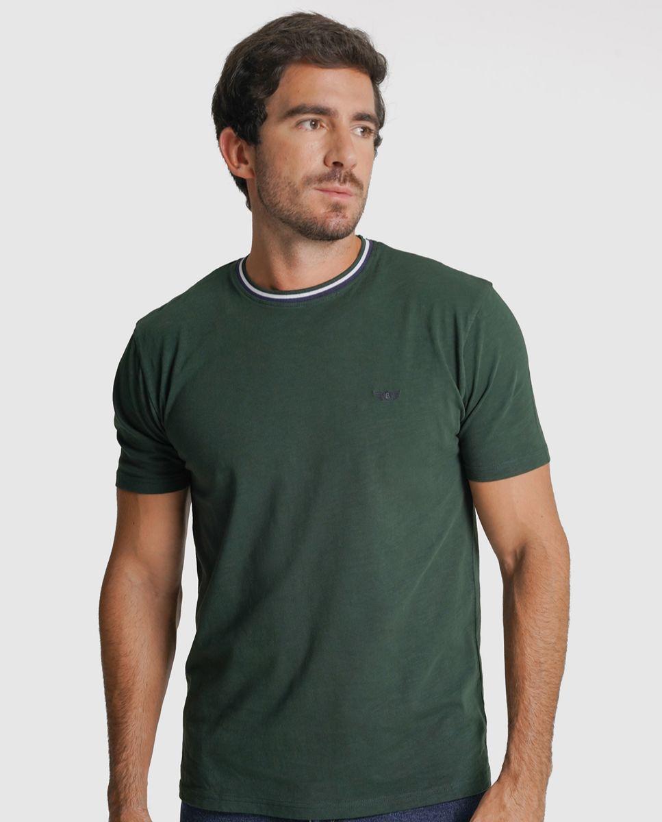 Imagem 0 de T-shirt algodão verde lisa