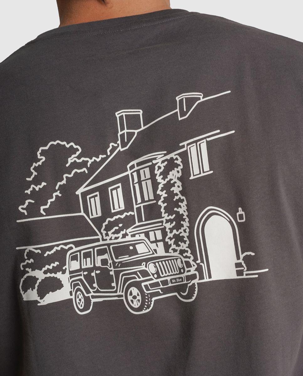 T-shirt algodão cinzenta padrão espalda Cinzento-2