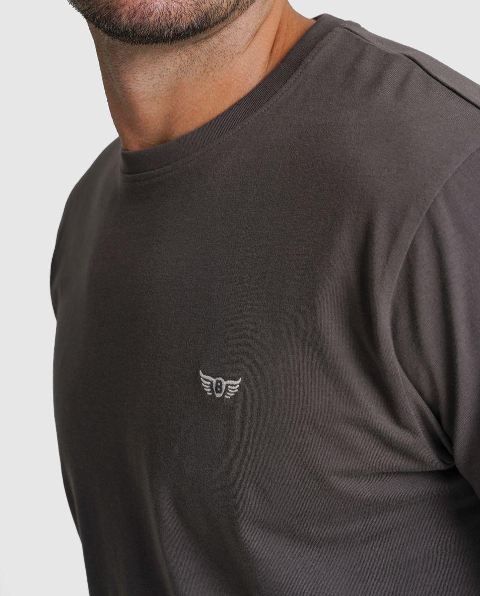 T-shirt algodão cinzenta padrão espalda Cinzento-3