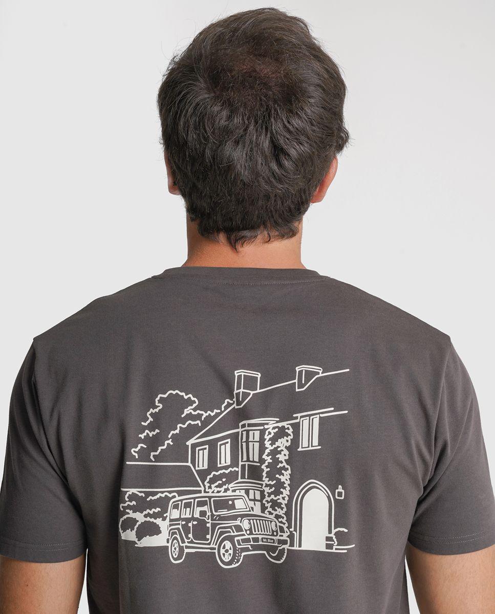 T-shirt algodão cinzenta padrão espalda Cinzento-4