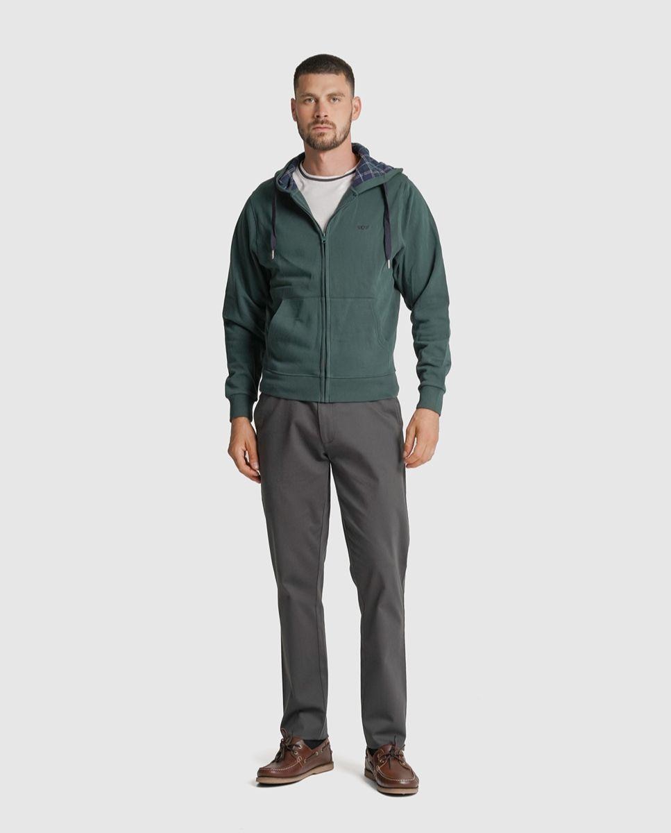 Hoodie algodão verde liso Verde-3