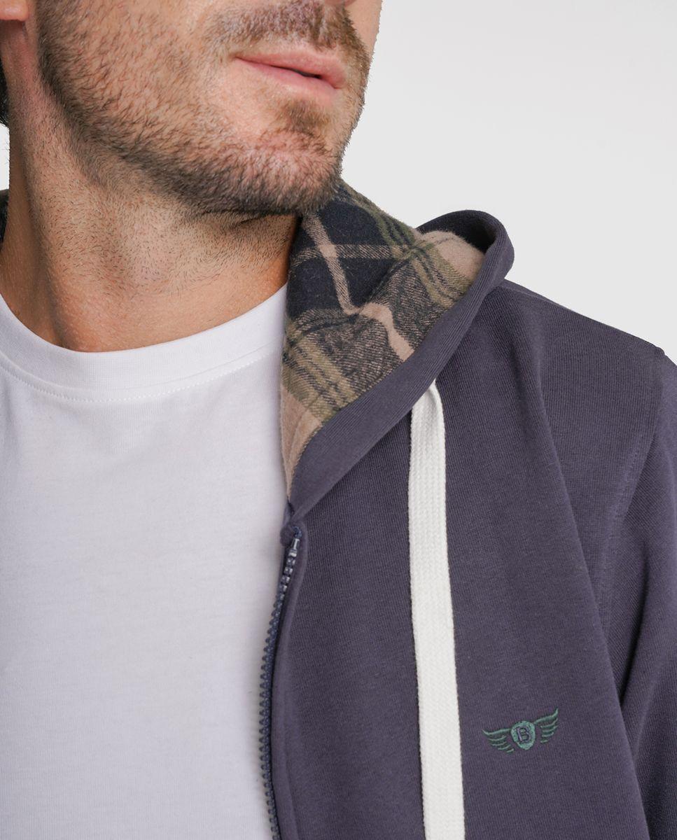 Hoodie algodão azul liso Azul-3