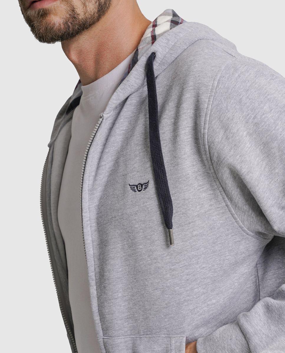 Hoodie algodão cinzento liso Cinzento-3