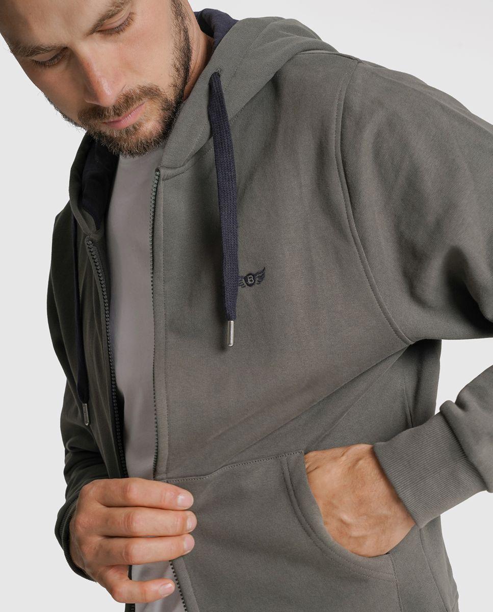 Hoodie algodão verde liso Verde-2