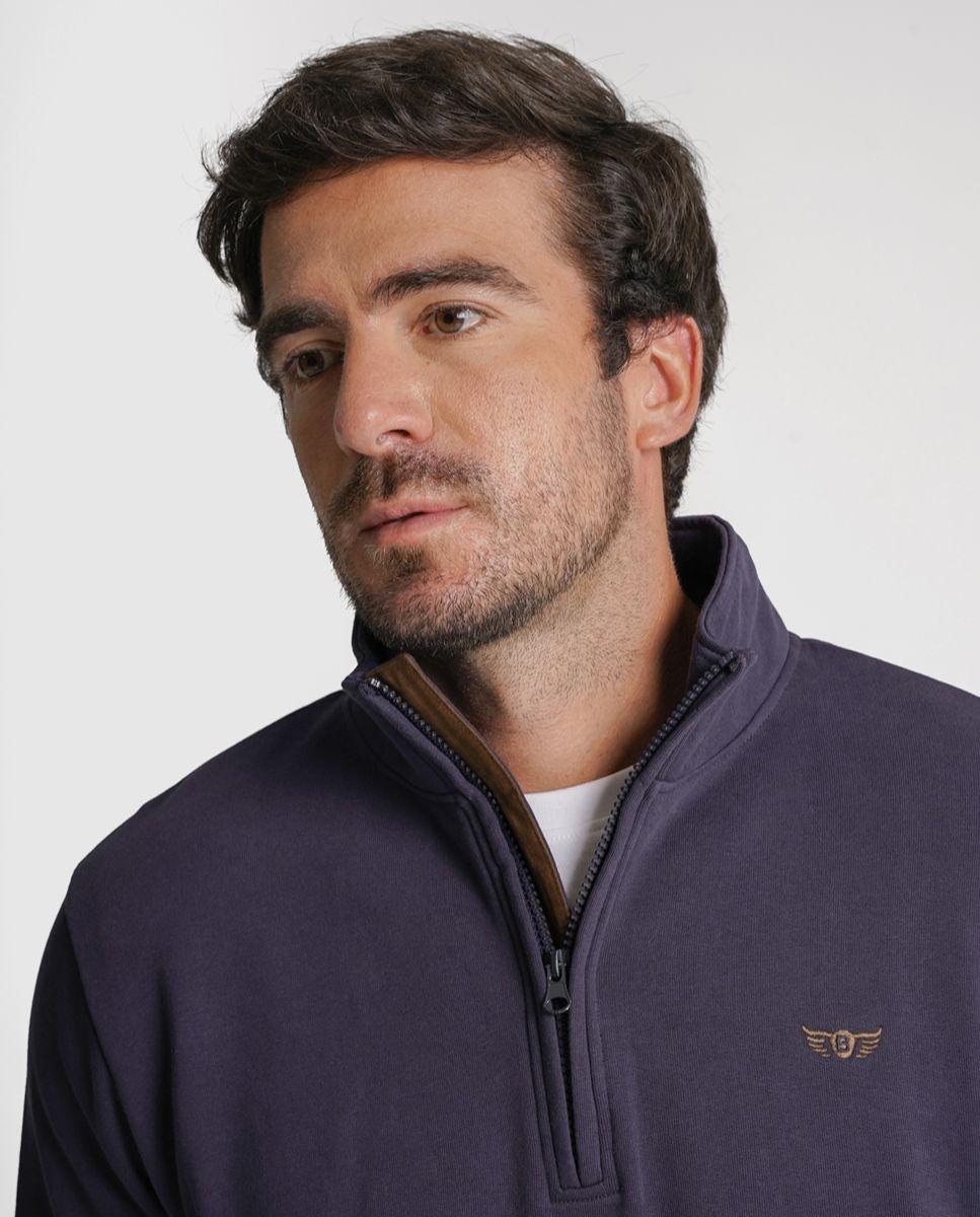 Hoodie algodão azul liso Azul-3